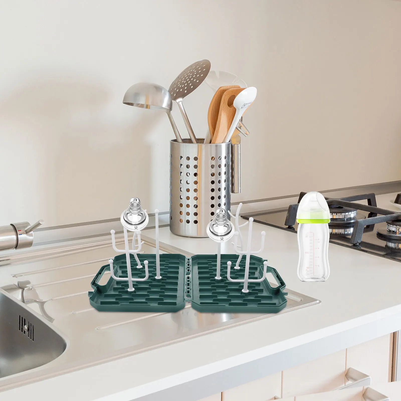 

Сушилка для детских бутылочек, розовый портативный многофункциональный держатель для пустышек, бутылочек, насосов, чашек, дорожный размер, легкая вода