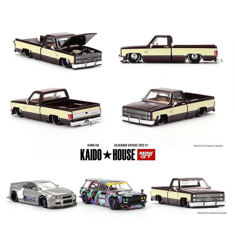 PreSale MINIGT KHMG145 1:64 Silverado vintage spec V1 Openable Hood Diecast Car Model Kaido House