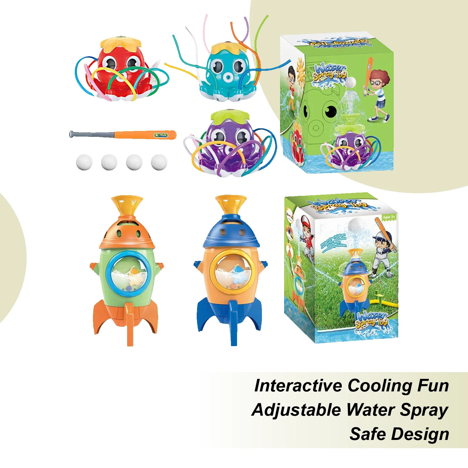 

Water Sprinkler Baseball Toy Outside Water Spray Game Rotating Interactive Sprinkler Toy For Girl Boys Pool Party Backyard Lawn