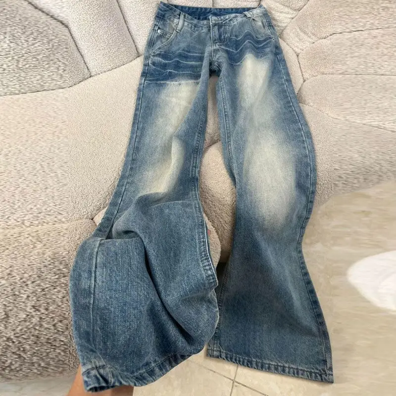 

Джинсы-клеш с эффектом подтяжки ягодиц, винтажные рваные брюки с низкой посадкой, модные женские летние брюки-клеш 2025 года