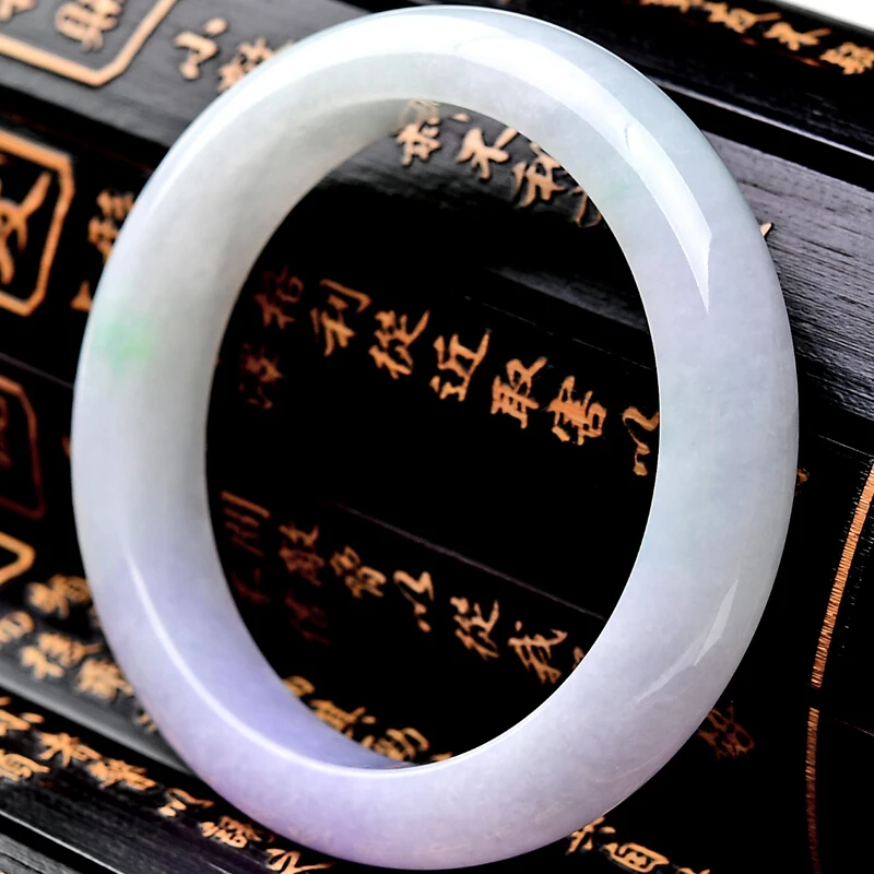 Natural Myanmar Emerald A-Class Carved Light Purple Bicolor Bracelet Exquisite Princess Hand Ring