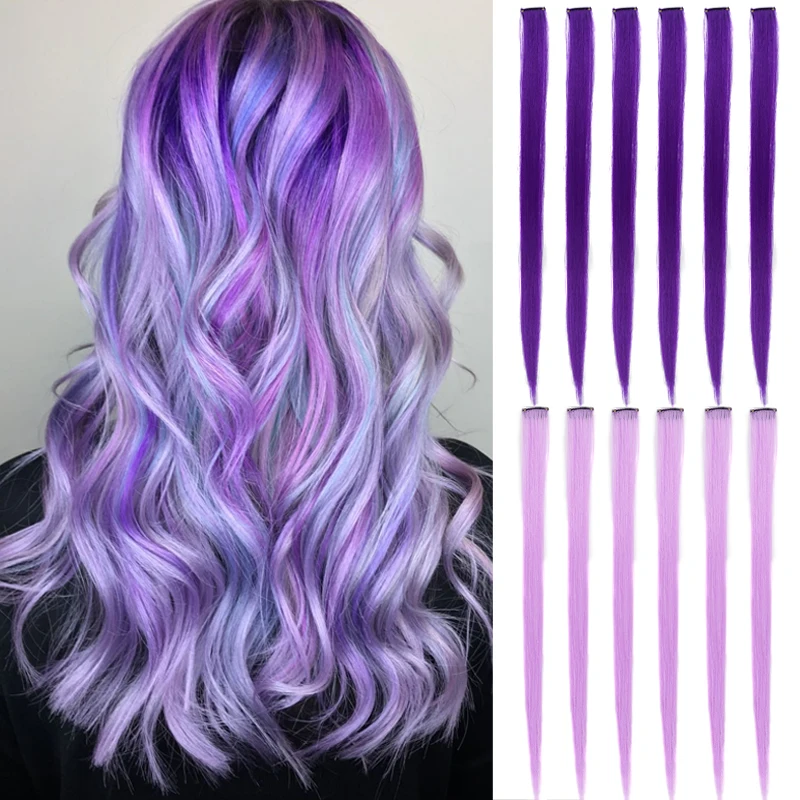 

5 шт., синтетический красочный парик для наращивания волос, 22 дюйма, длинные прямые заколки для наращивания волос, накладные волосы для Хэллоуина, Рождества