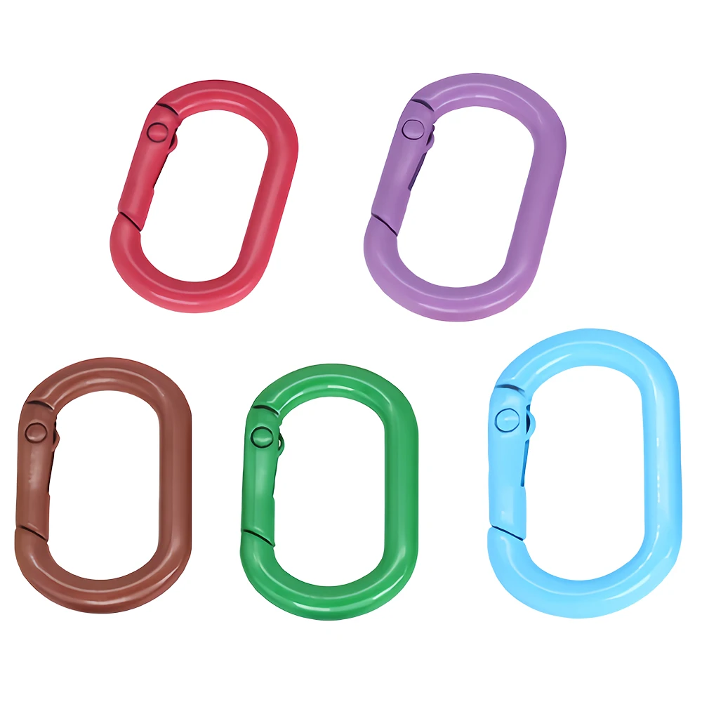 5pcs Metal Oval Ring Snap Hook Spring Gate Trigger Clasps Clips for Leather Craft Belt Strap Webbing Keychain Hooks Colorful