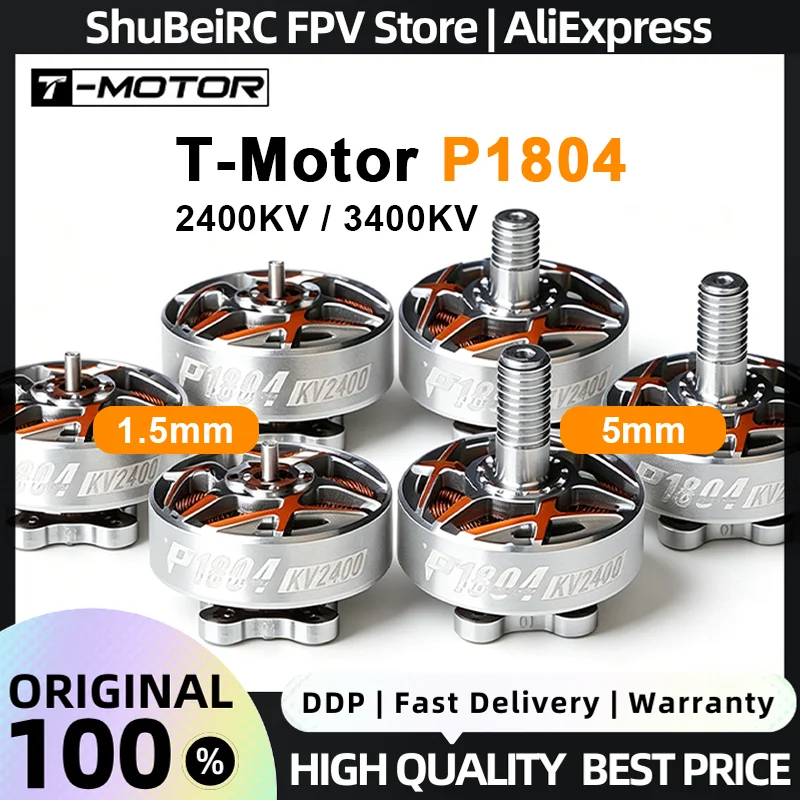 

T-Motor P1804 Brushless Motor 2400kv 3400kv 4/6S 1.5mm/5mm Shaft for 3-4inch RC Racing FPV Freestyle Drones
