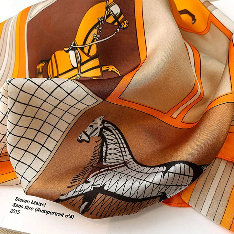 70*70cm Silk Square Scarf Women Handkerchief Printed Female Shawl Head Bandana Small Neck Muffler Silk Satin Hair Hijab Scarf view 6