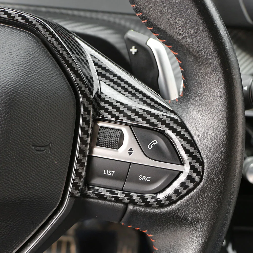 Car Interior Steering Wheel Panel Cover Trim for Peugeot 208 308 408 508 2008 3008 5008 Decorative Sticker Protector Accessories view 3