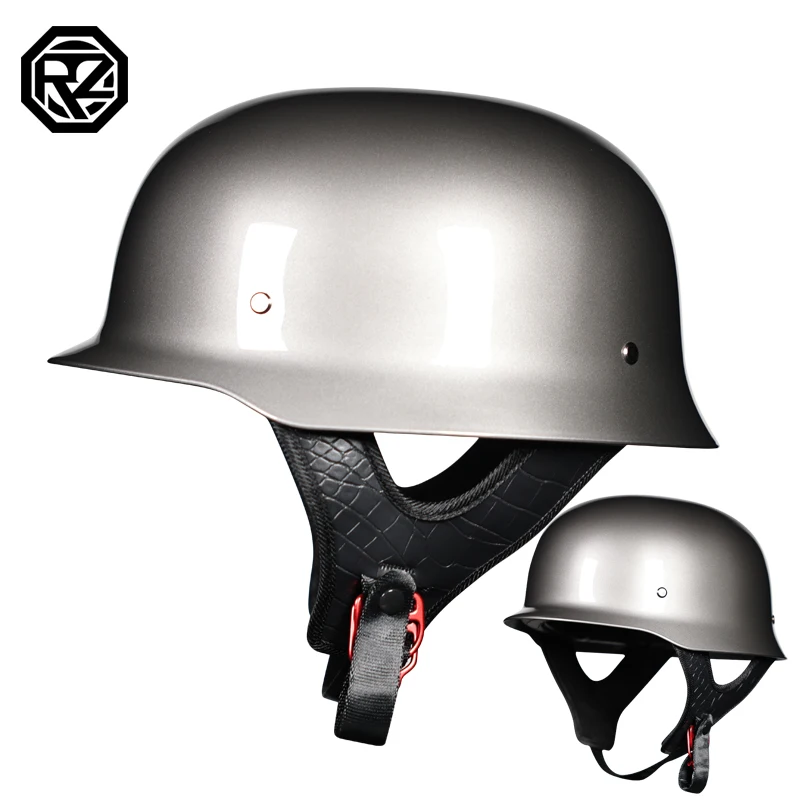 خوذة دراجة نارية ريترو الحرب العالمية الثانية خوذة فولاذية على الطراز الألماني ABS نصف خوذة المبحرة #6