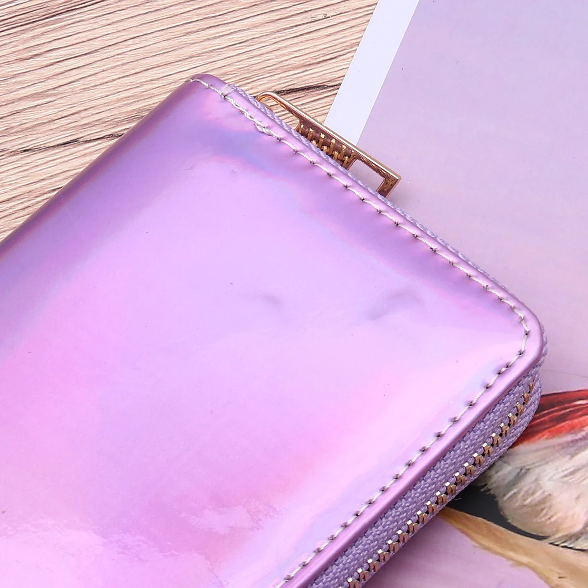 Cell Women's Card Holder Wallet for Shiny Wallets Holographic Zipper Clutch Female Bag