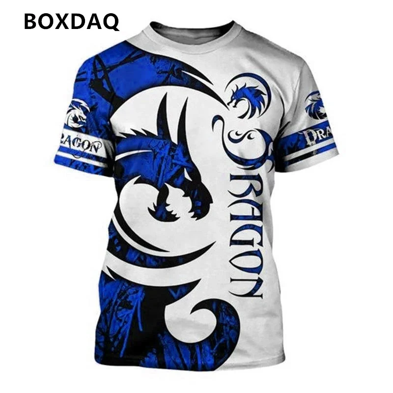 

3d dragon t-shirt short sleeve summer street style hip hop men's tees 6xl plus size loose casual o-neck 3d printed tops