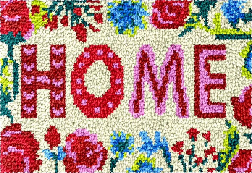 

HOME letter Latch hook rug kits Carpet embroidery set making with Pre-Printed Pattern handcraft Tapestry Smyrna Home decoration