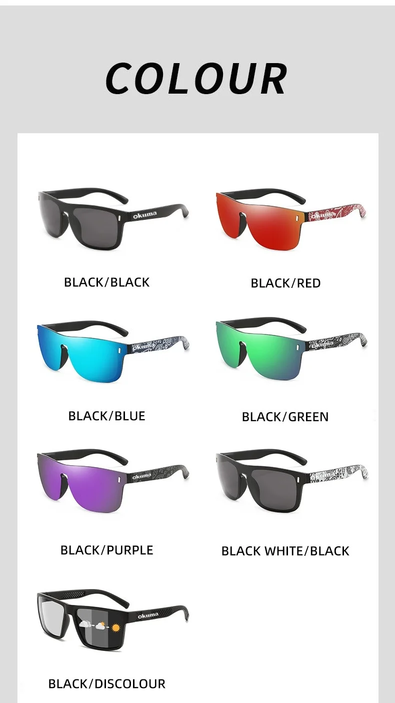 Okuma Neue Großrahmige Outdoor-Sport-Sonnenbrille UV400 Unisex Sonnenschutz Flash-Farbige Sonnenbrille Mode Polarisierte Einteilige Brille – Detail 20