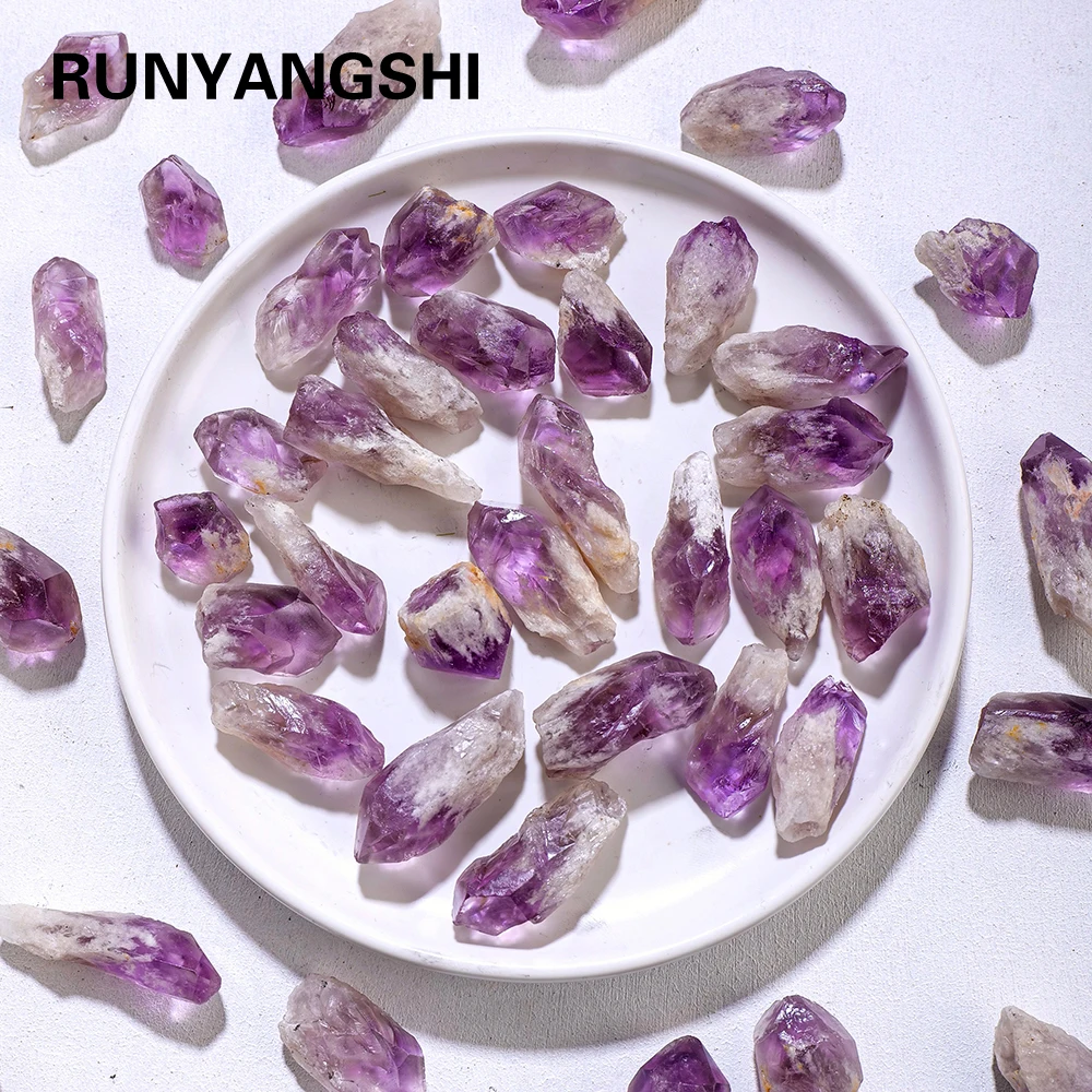 50g/bag Natural Healing Purple Quartz Amethyst Crystal Point Tooth Raw Stone Garden Fish Tank Decorative Stone