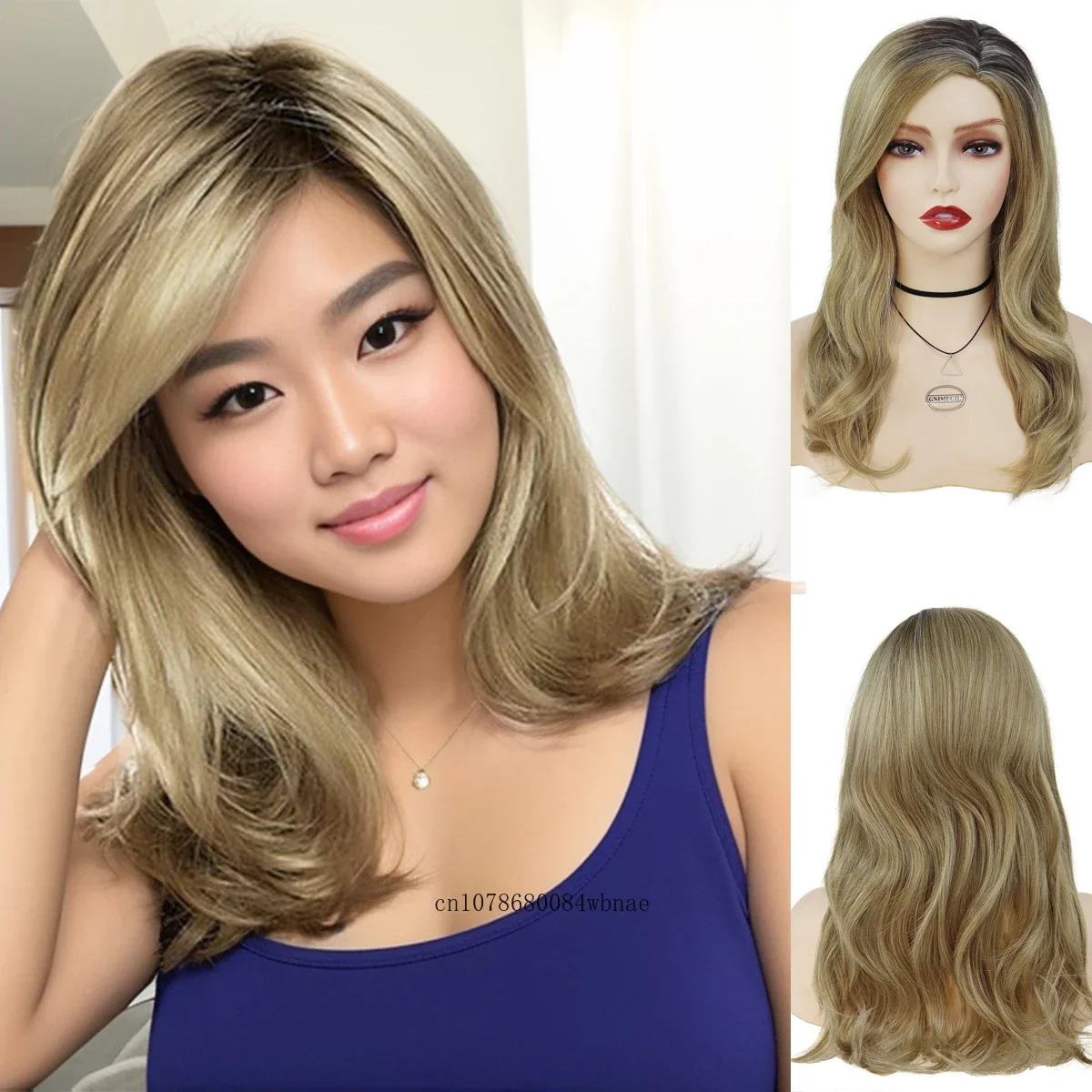 Wig pirang panjang rambut sintetis Wig keriting berombak alami untuk wanita anak perempuan Wig Cosplay harian pesta hadiah terbaik serat tahan panas