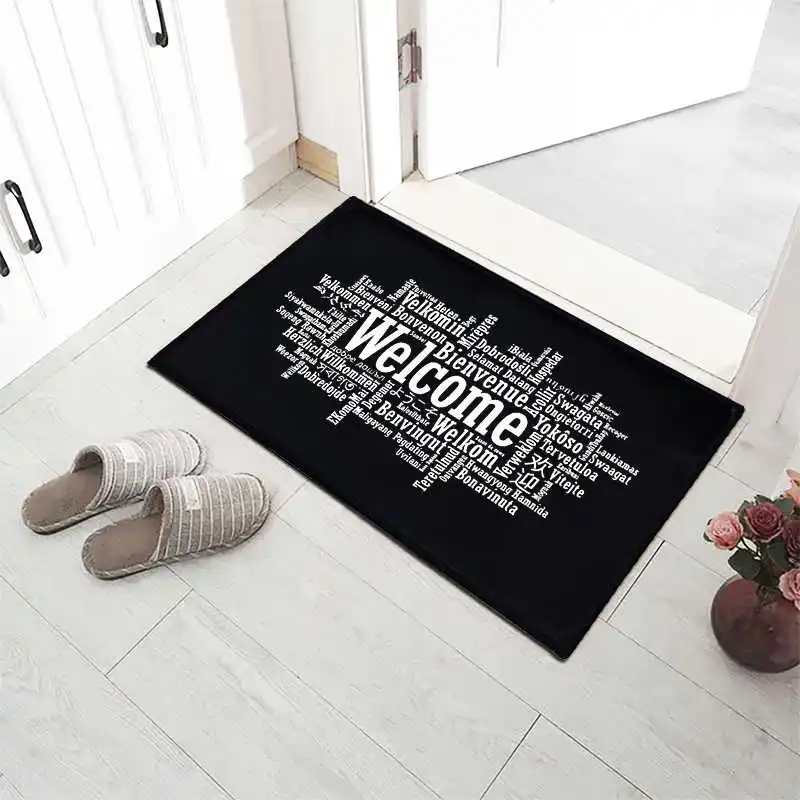 

Welcome Doormat Entrance Door Mat 40x60cm 50x80cm Flannel Fabric Anti Slip Floor Carpet Hallway Rugs Indoor Home Decoration