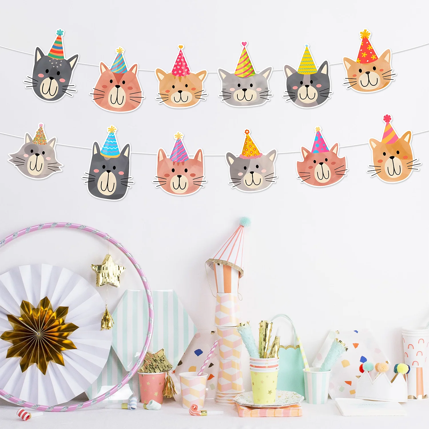 Science Of Happiness - Cute Cartoon Pet Cat Party Flag