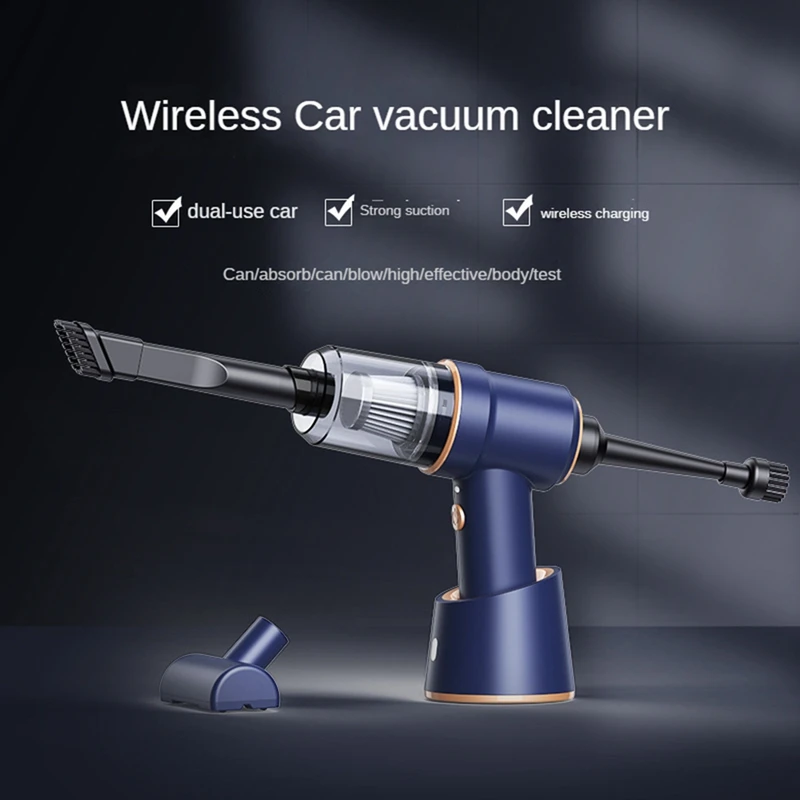 1 Set Handheld Stofzuiger Mini Stofzuiger Draadloze Draagbare Voor Auto En Thuis Blauw