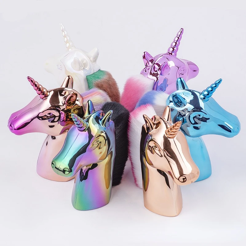 Unicorn Horse Makeup Brushes Colorful Synthetic Hair Face Cosmetic Powder Blush Brush Nail Dust Cleaning Brush Beauty Tools