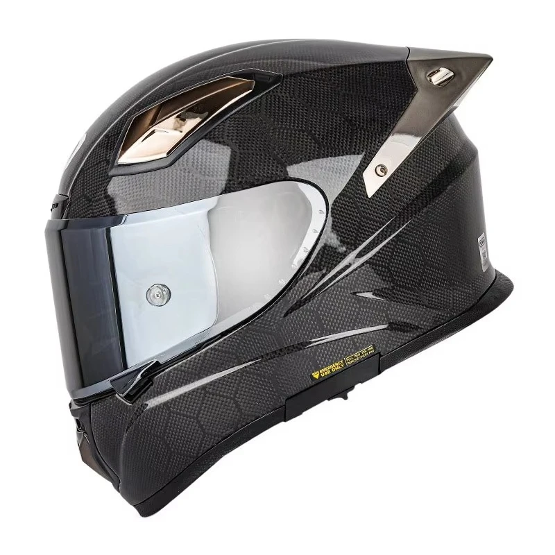 Forged Carbon Fiber Full Face Motorcycle Helmet Dual Lens Big Tail Quick Release Street Crash Motorbike Motocross Casco DOT