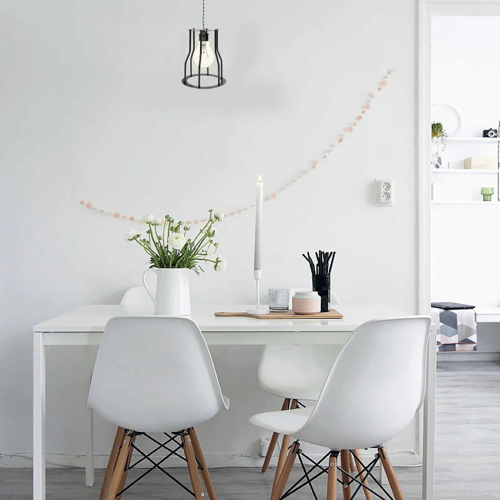 

Wrought Iron Single Wire Pendant Lamp Shade Retro Ironwork Ceiling Lamp Cover Diamond Frame Accessory