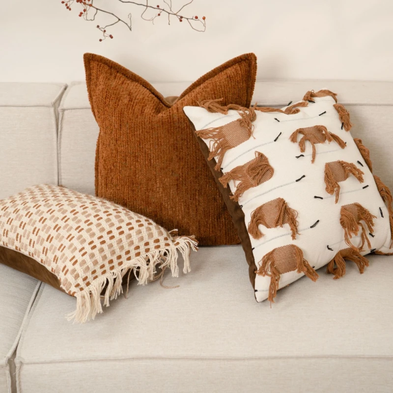 30X50/45X45CM Ancient Orange Throw Pillow Cover Simple Homestay Stamping Waist Cushion Cover Decor Home Decorative Pillowcase