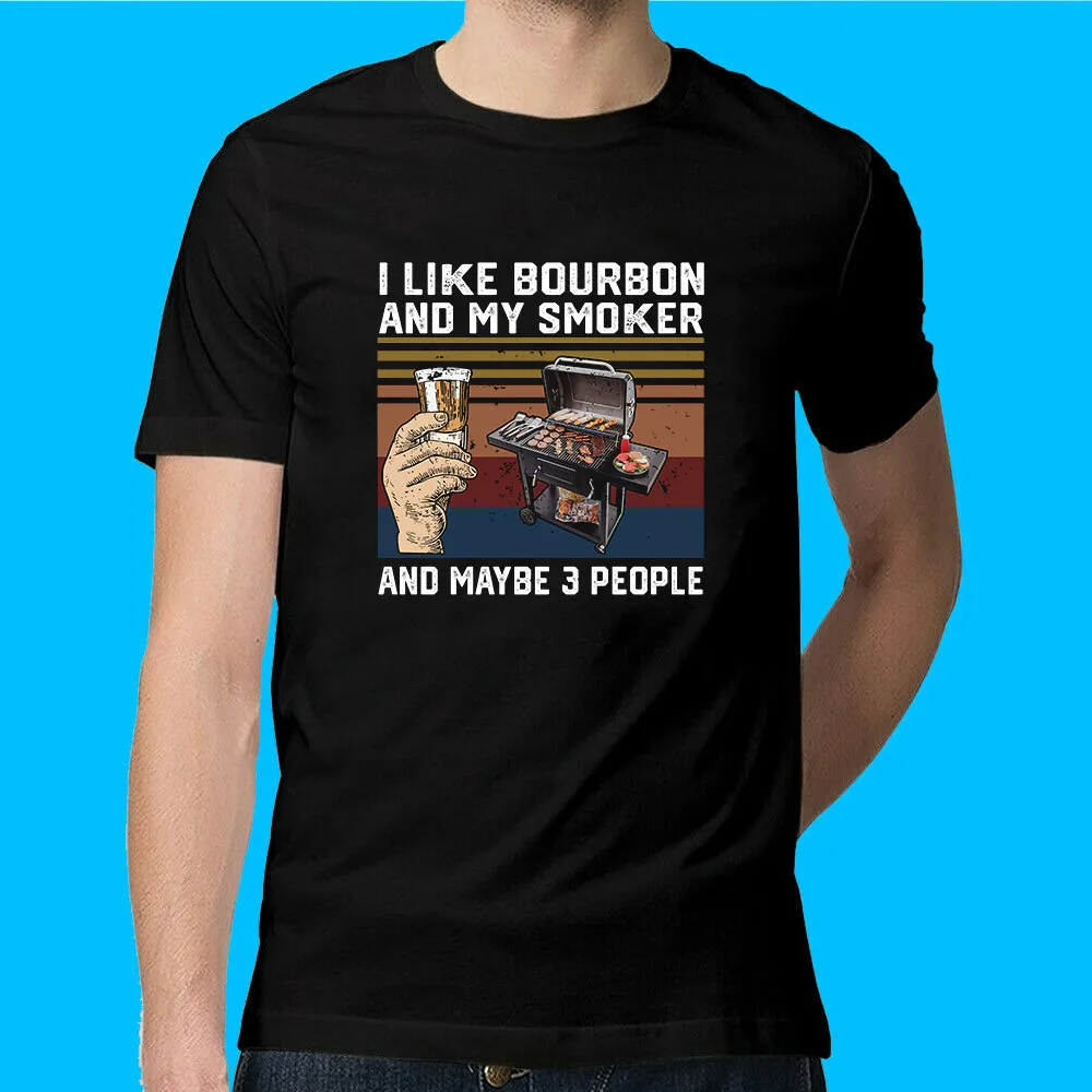 I Like Bourbon and My Smoker  Maybe 3 People Drinking  Fast ShippingAnime Pattern Summer Clothing