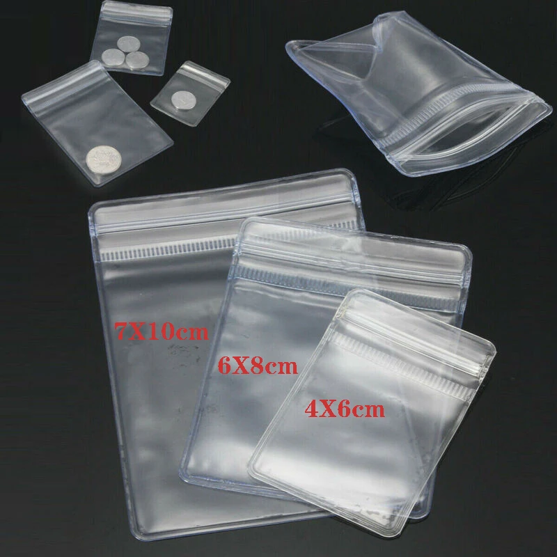 100pcs Transparent Sealed Thick Plastic Bag, Coinning Storage Bag, Resealable Bags Clear Poly Bag