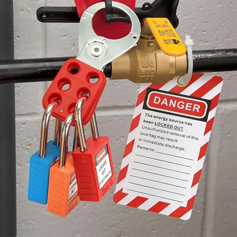 Lockout Tagout Kit, Electrical Lockout Tagout Kit, 4 Keyed Different Lotosafety Padlocks, Hasps, Plug Lockout, Clamp