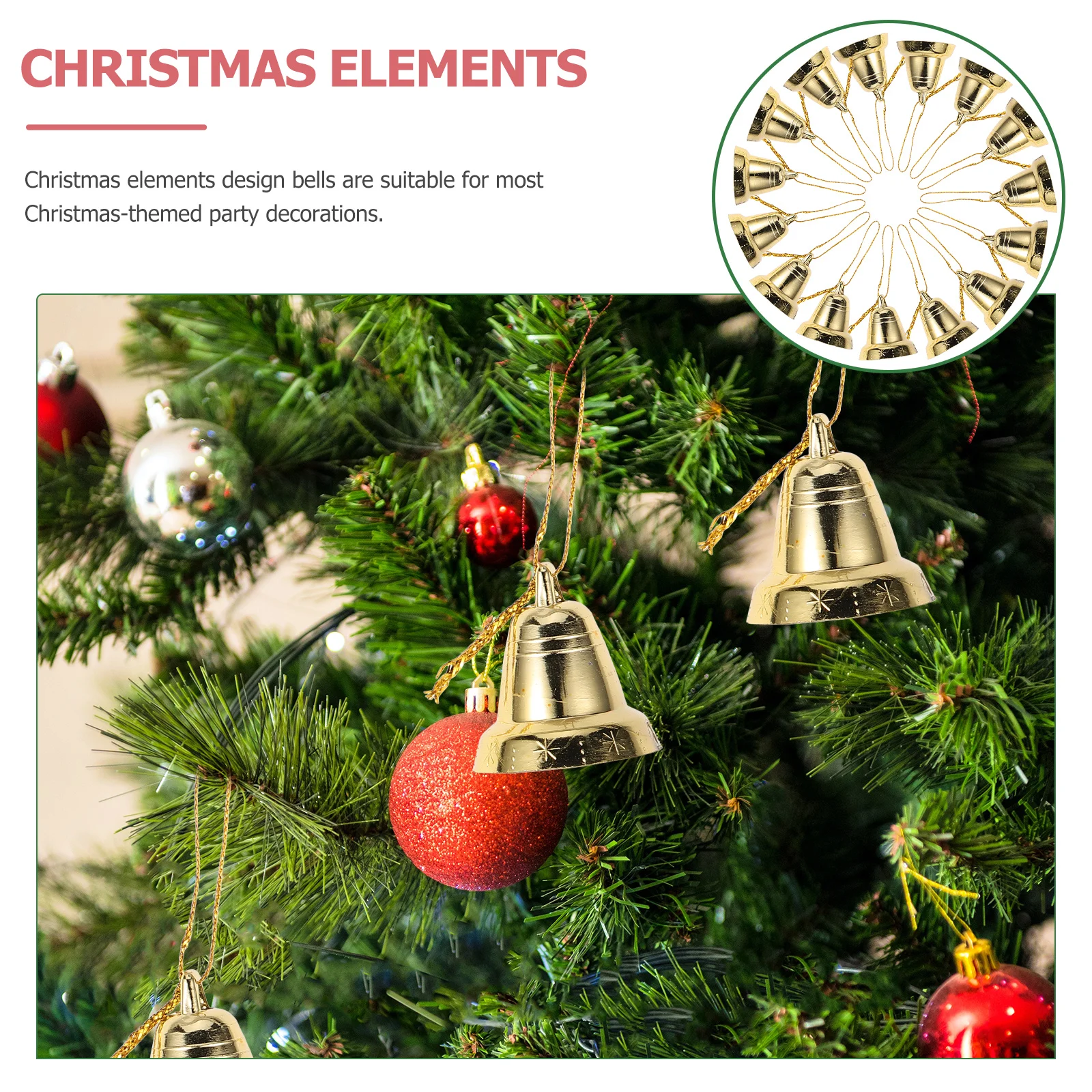 

36Pcs Christmas Ornaments Bell Shaped Pendant Holiday Hanging Decor for Home Office Cafe Xmas Tree Decoration Xmas Decors
