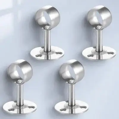 

4pcs Stainless Steel Wardrobe Pole Holder Heavy Duty Wall Mount For Curtain Rod Closet Shower Drying Rack Bracket Hardware