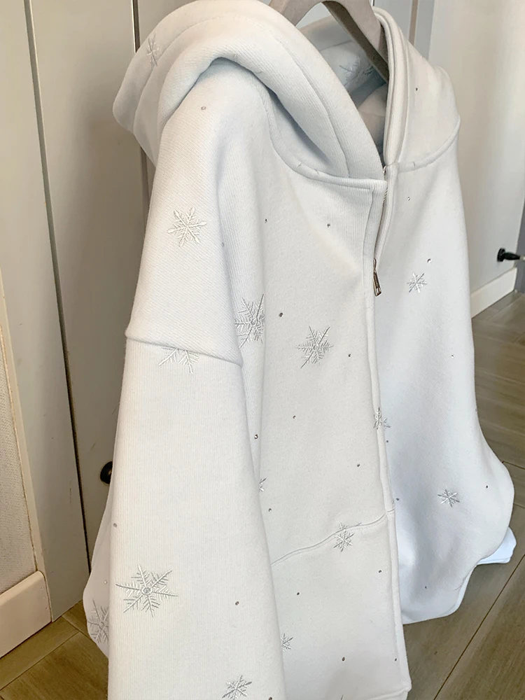 

Теплый свитшот на молнии с капюшоном и вышивкой на подкладке, верхняя одежда, женский зимний тонкий дизайн, уникальный открытый кардиган, топ