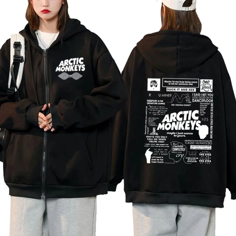 

Retro Arctic Monkeys Music Tour Zip-up Hoodie Men Women Hip Hop Fashion Oversized Zipper Jacket Winter Fleece Hoodies Coats Male