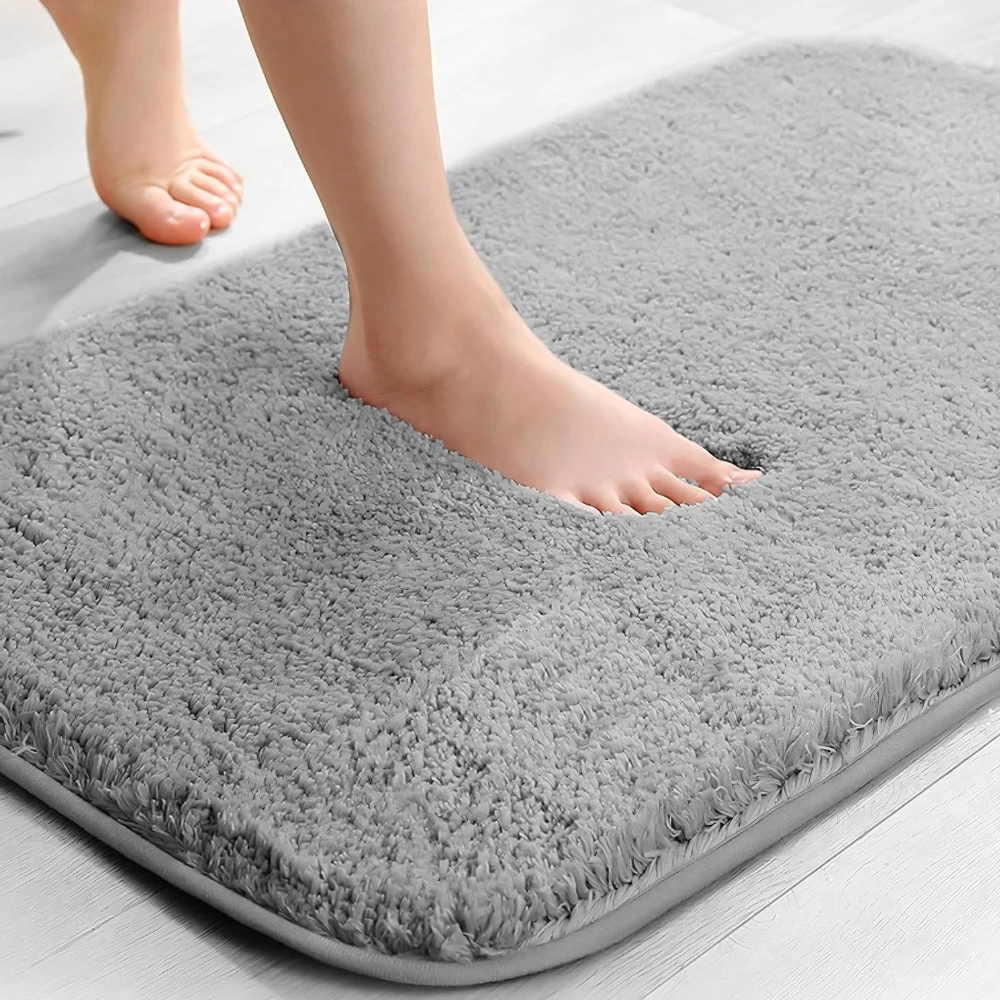 

Microfibre Bath Mat Set Door Mat Super Thick Bath Rug Machine Washable Non-slip Super Absorbent Fluffy Anti Mould Bathroom Rug