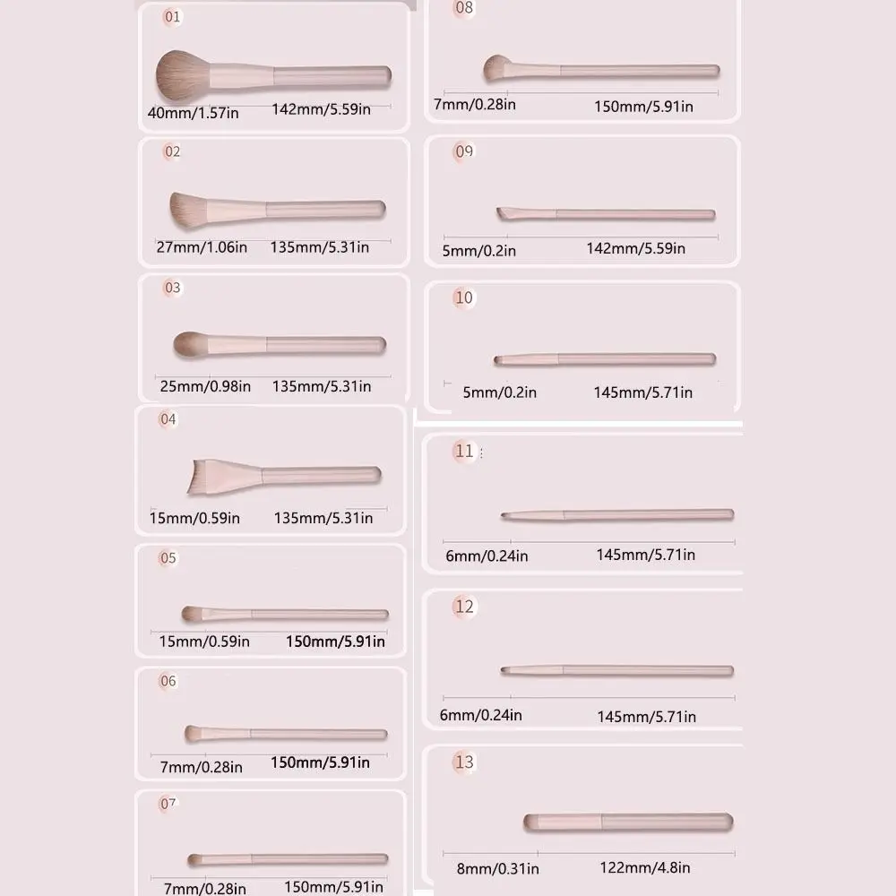 13/10/7 Stuks Make-up Kwastenset met Zachte Haartjes, Foundationkwast, Concealerkwast, Cosmetische Beauty Tool Kit, Blending met Opbergtas