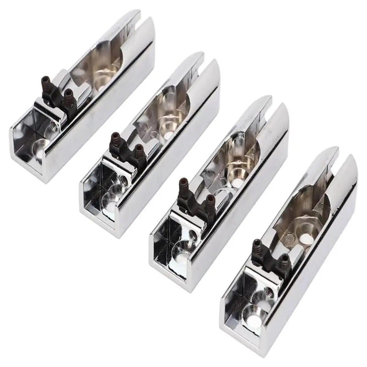 4Pcs Electric Bridge Set, Individual Metal Saddles, Adjustable Height & Intonation for 4-String Guitar