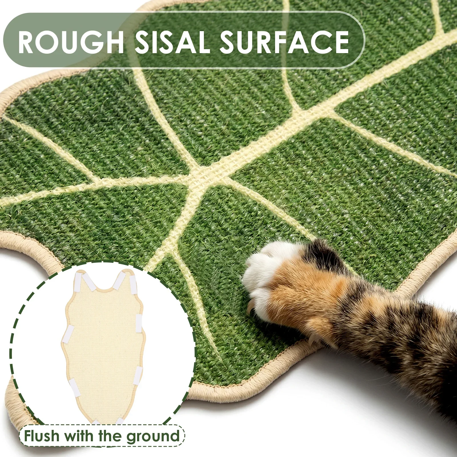 Natürliche Sisal-Katzenkratzmatte in Blattform, Dekorativer Sofaschutz, Haustierzubehör für Wand und Boden, Innenbereich – Detail 6