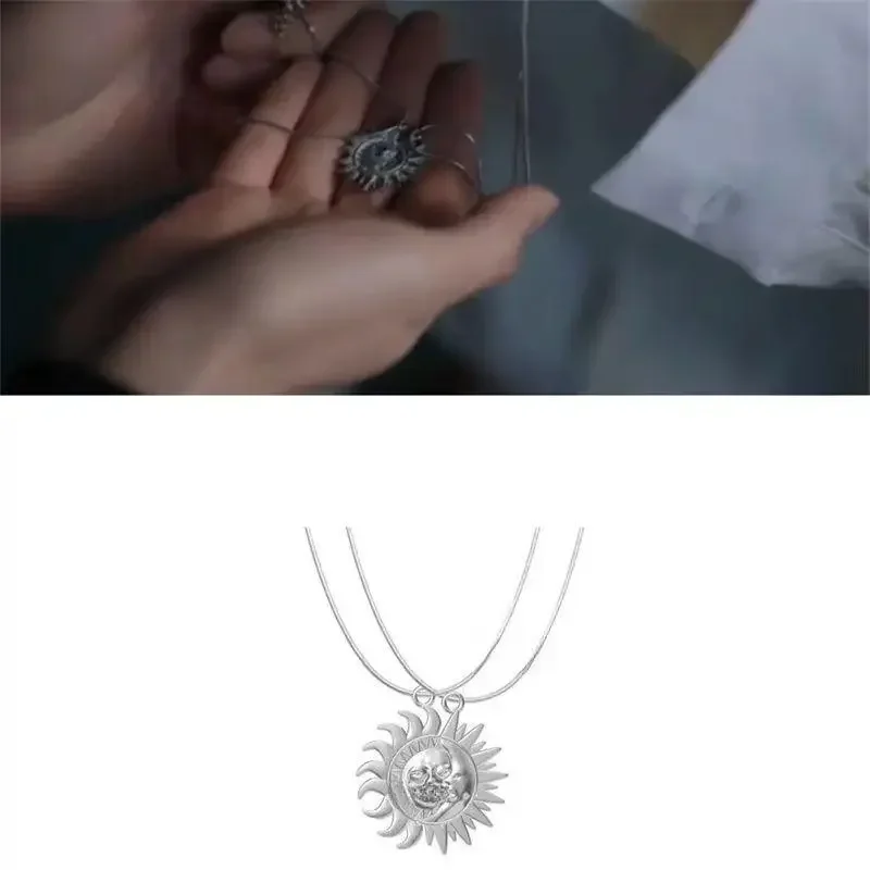 

1Pair Retro Sun Moon Pendant Necklace Personalized Couple Choker Chain Jewelry For Valentine's Day Gifts Cosplay Necklace