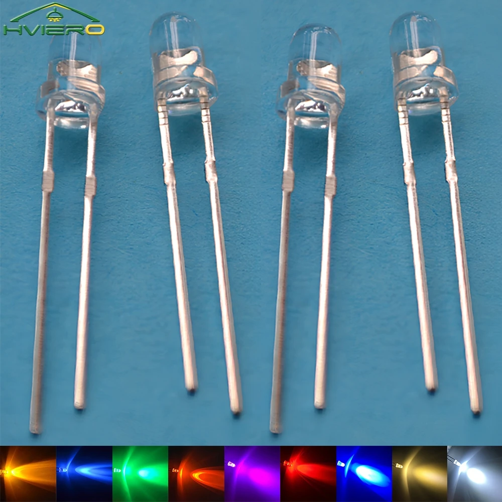 

100/200X 3mm Round Led 1.8-3.4V Home DIY Advertising Lamp Decoration Energy Saving Ultra Bright Light Beads Signage Decorations