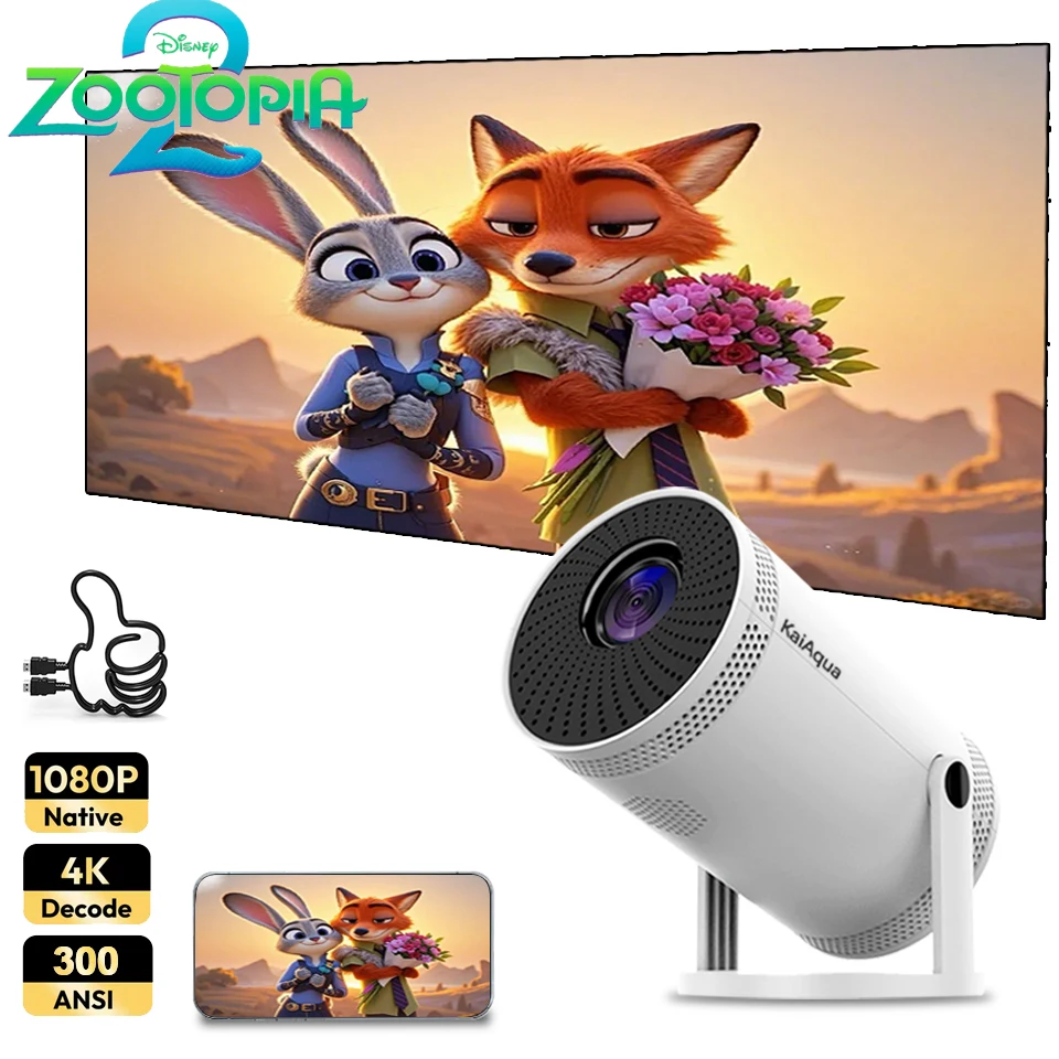 جهاز عرض صغير محمول 5G يدعم 4K 1080P فيديو Proyector 260ANSI Wifi 180 °   جهاز عرض ذكي خارجي بشعاع سينما منزلية دوارة