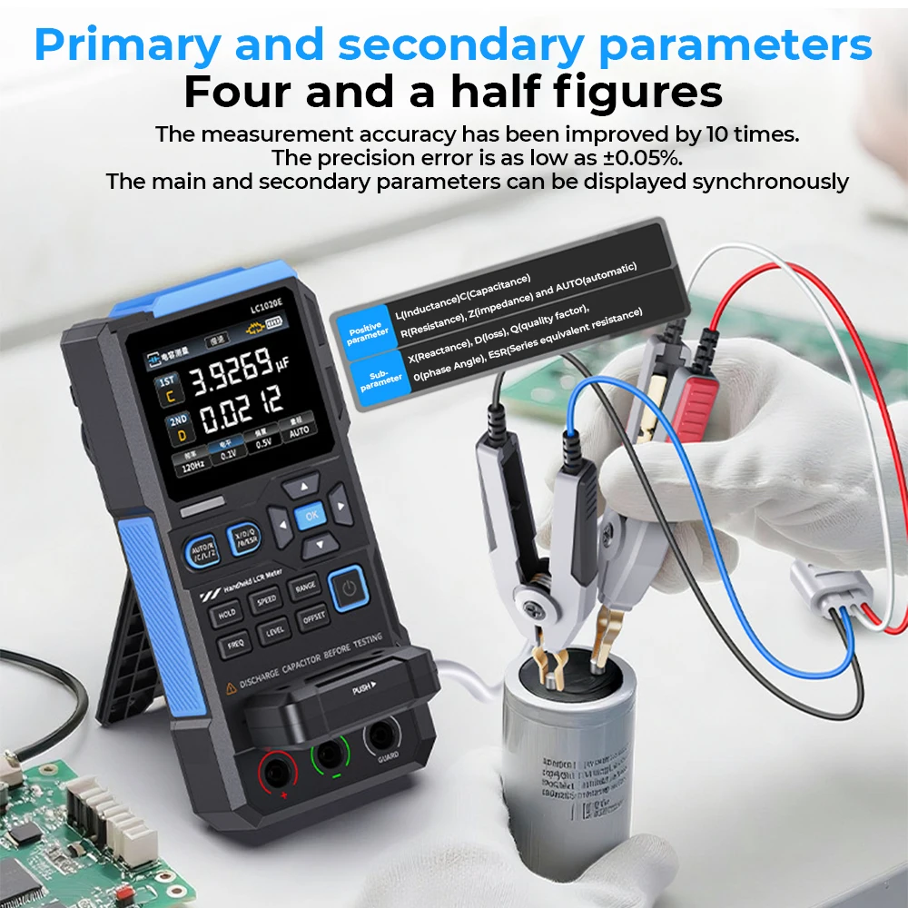 LC1020E 고정밀 휴대용 디지털 브리지 테스터 휴대용 LCR 미터 지능형 부품 인식