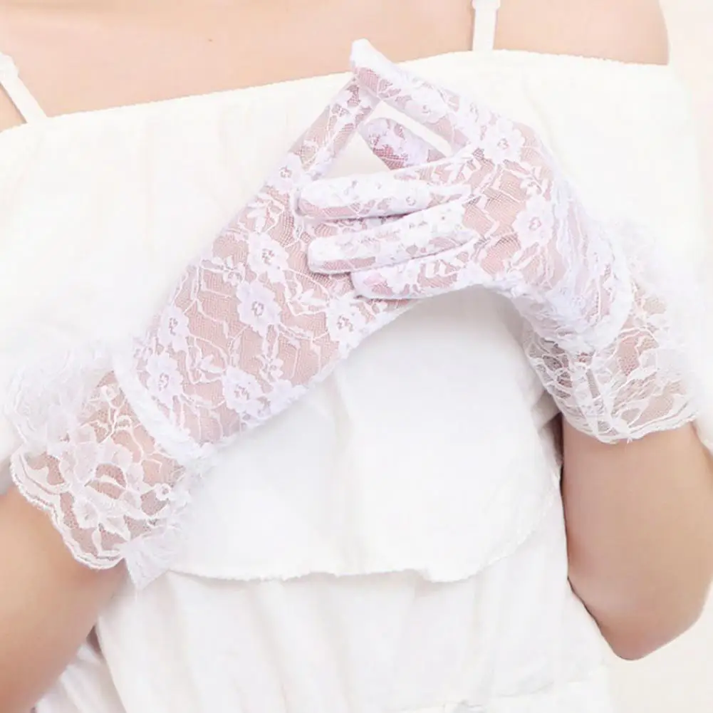 Lace Fascinator Glove Set Women Feather Fascinator Hat Gloves Embroidery Flower Faux Feathers Lace Headpiece Bridal Gloves Set