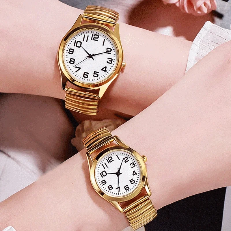 Fashion Wrist Watches Men Women Quartz Flexible Elastic Band Simple Casual Dress Couple Watch