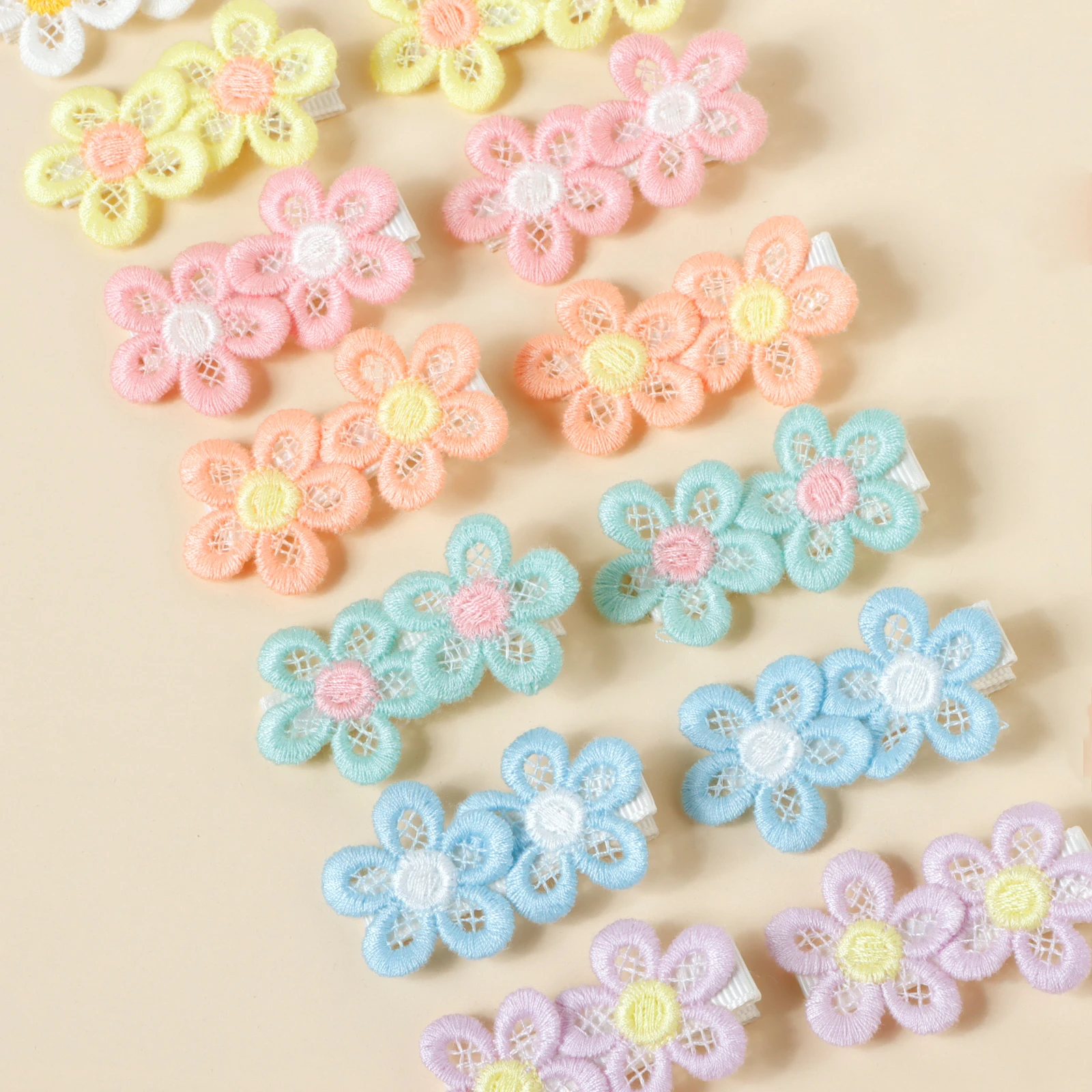 14pcs Embroidery Little Daisy Ponytail Decor Hairpin For Girl Baby Bang Decor Mini Hair Accessory Kid Fresh Hair Clip Barrettes image 3