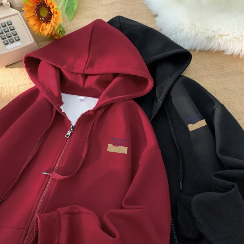 Dark Green Hooded Cardigan Sweatshirt Autumn Men Heavyweight Trend Daily Hoodie Sweatshirt Large Size Loose Zipper Hoodie Coat