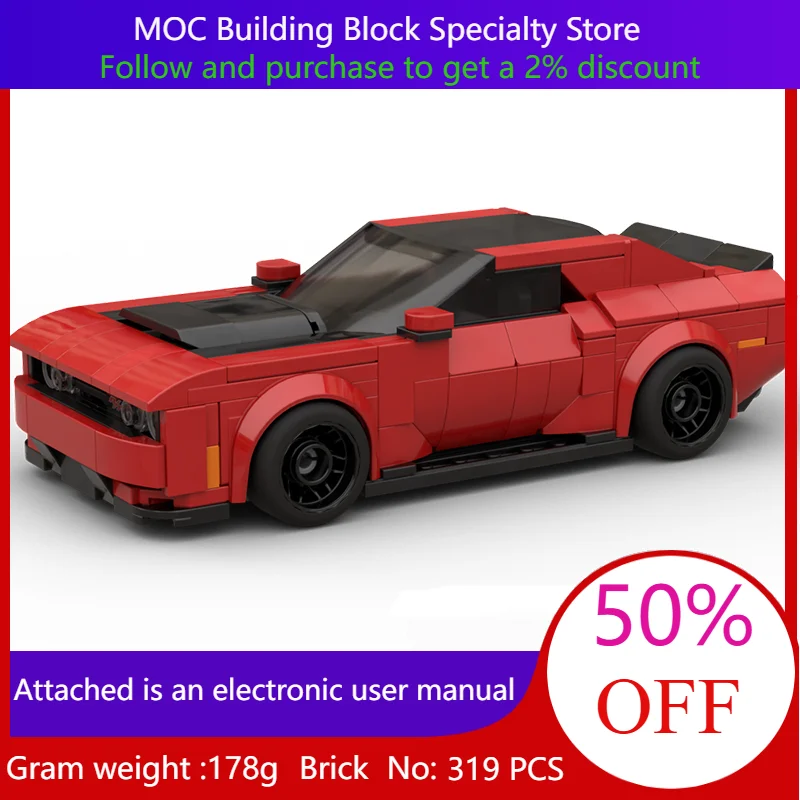 

319 Parts Building Block Model MOC City Speed Challenger SRT Devil Toy Christmas Gift For Adults And Kids