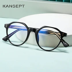 Kansept Trending Blue Light Blocking Men's Retro Glasses TR90 Reading Glasses Women Round Transparent Eyewear Woman's Eyeglasses