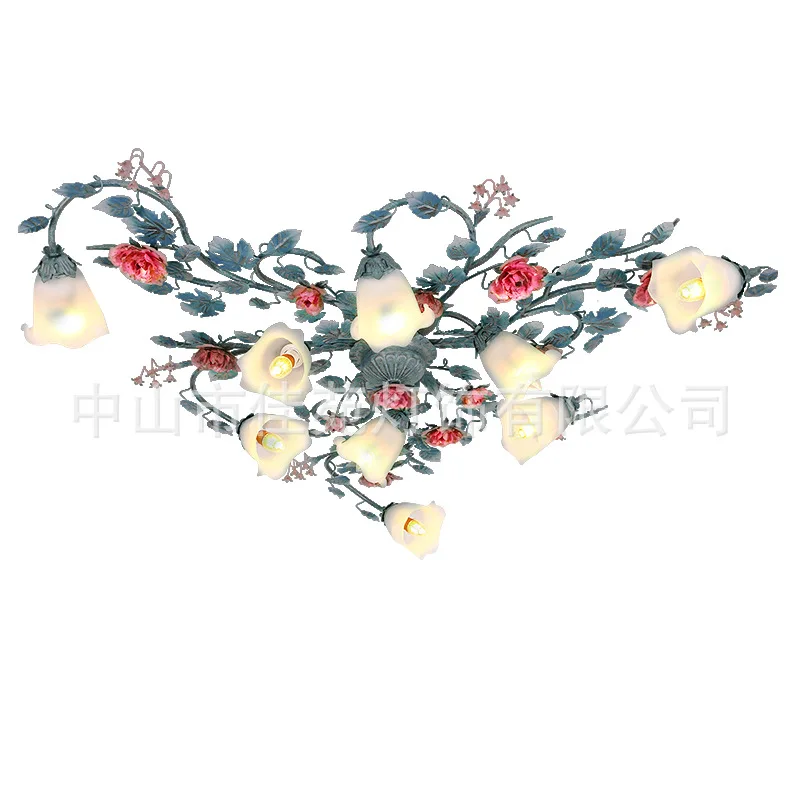 

American ceiling lamp, pastoral French retro cream style room lamp