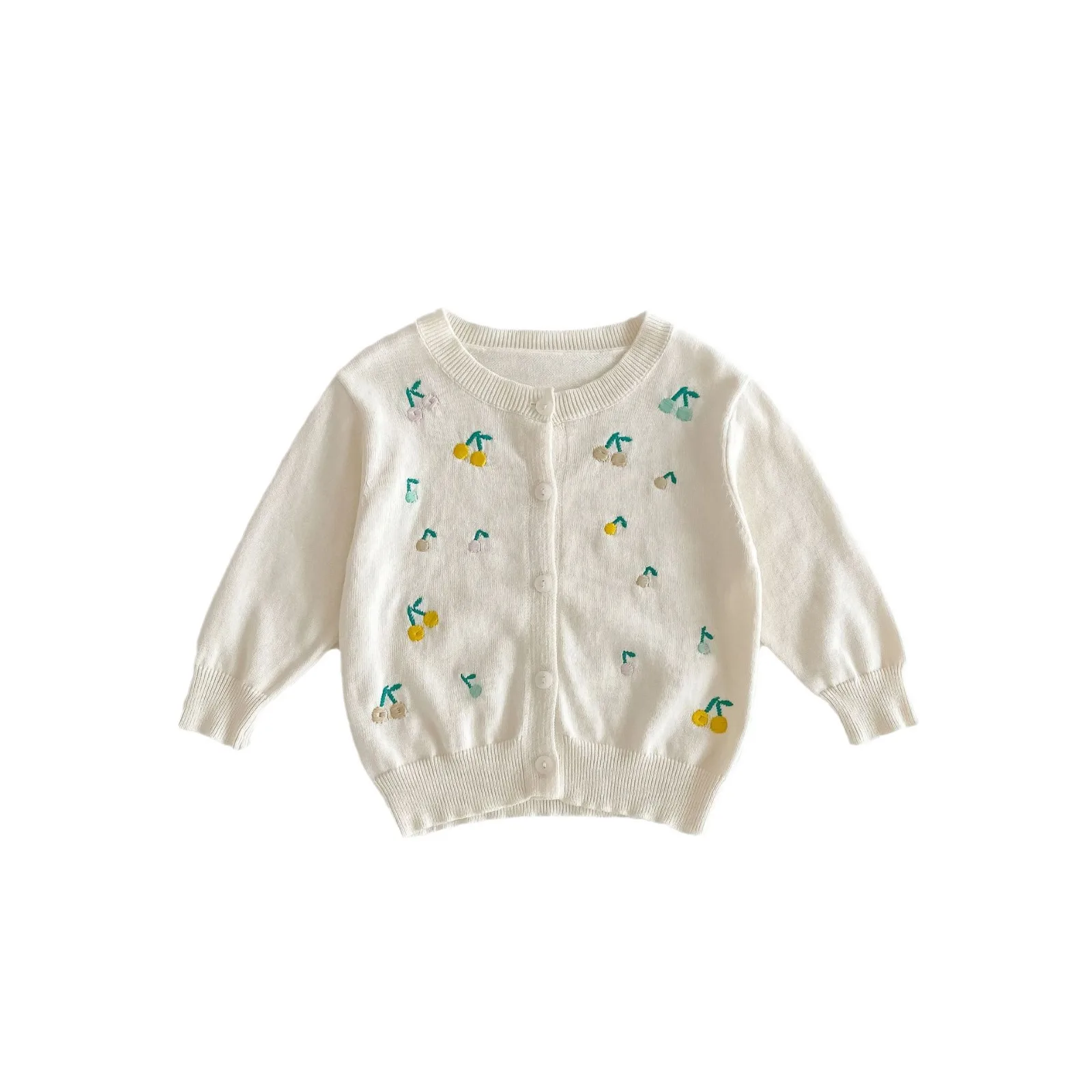 2024 Summer New Children Long Sleeve Cardigan Baby Girls Casual Embroidery Knitwear Toddler Versatile Jacket Kids Sweater Coat