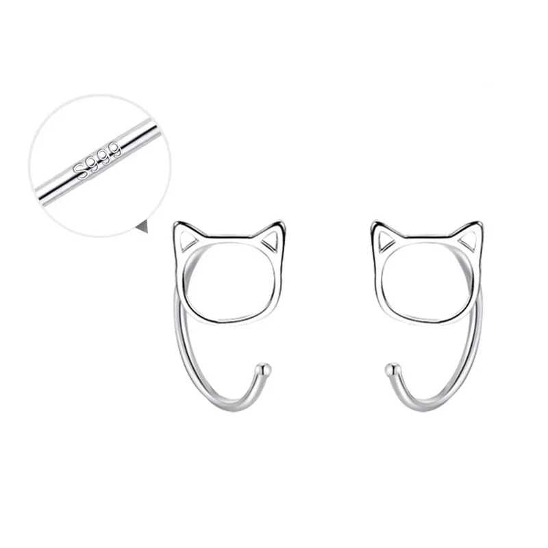 925 Silver Needle Cat Shape Stud Earring For Women Girls Party Birthday Jewelry Gifts eh2196