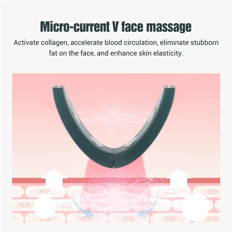 

AD-EMS V-Face Face Lift Device 6Mode Heated Skin Rejuvenation Double Chin Vibration Wireless Remote Massager Easy To Use Green