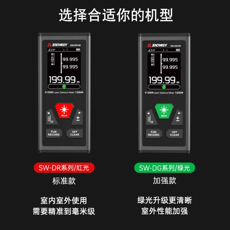 SNDWAY SW-DG60 DG100 DR60 DR100 Laser Distance Meter 2 Way Laser Measure Meter Rangefinder Red Green Laser Two-way Range Finder